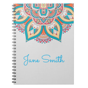 Mandala pattern colourful Moroccan name Notebook