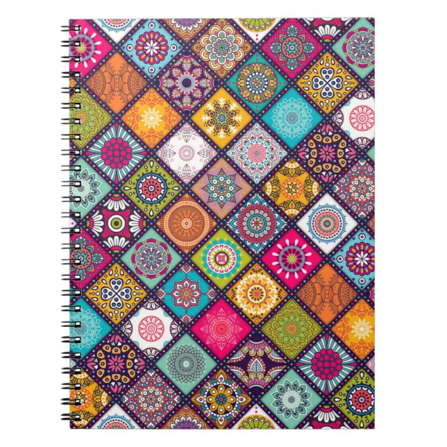 Mandala pattern colourful Moroccan Notebook (Front)