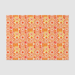 Mandala pattern, Coral Orange and Gold Tissue Paper