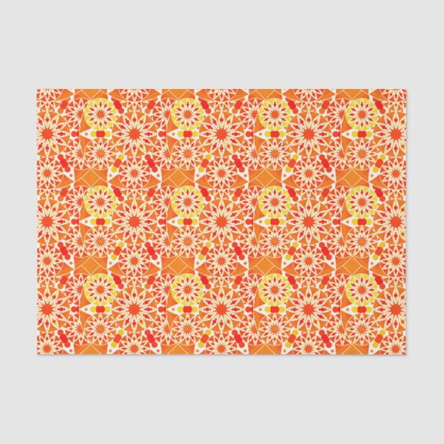 Mandala pattern, Coral Orange and Gold Tissue Paper (Front)