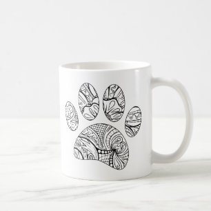 Mandala Pattern Dog Paw Print Coffee Mug