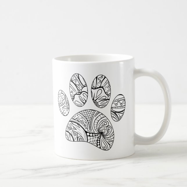Mandala Pattern Dog Paw Print Coffee Mug (Right)