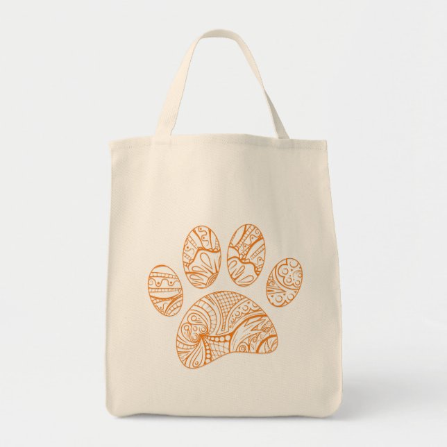 Mandala Pattern Dog Paw Print Tote Bag (Front)