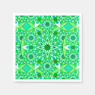 Mandala pattern, Emerald green and peacock Napkin
