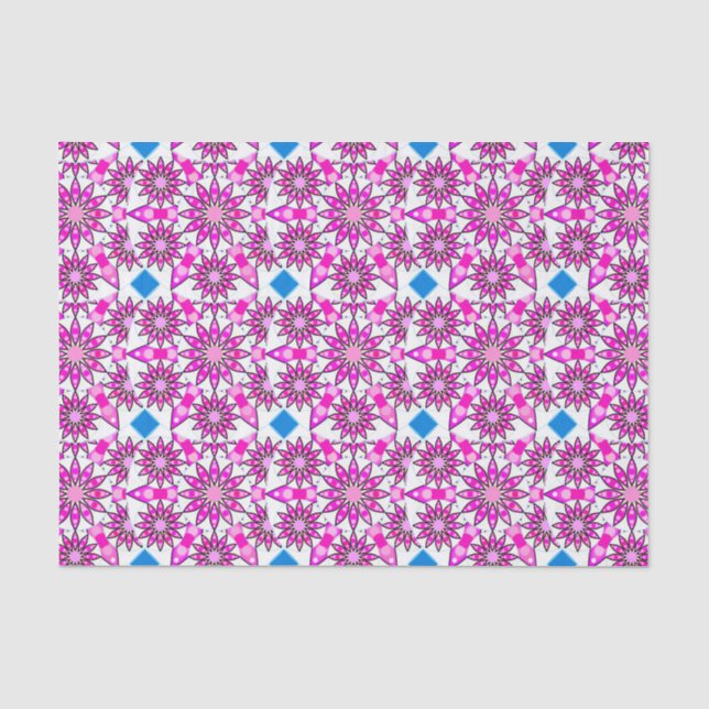 Mandala pattern, hot pink, black and white tissue paper (Front)