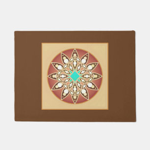 Mandala pattern in caramel and chocolate  doormat
