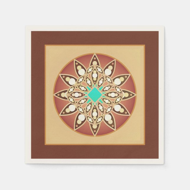 Mandala pattern in caramel and chocolate napkin (Front)