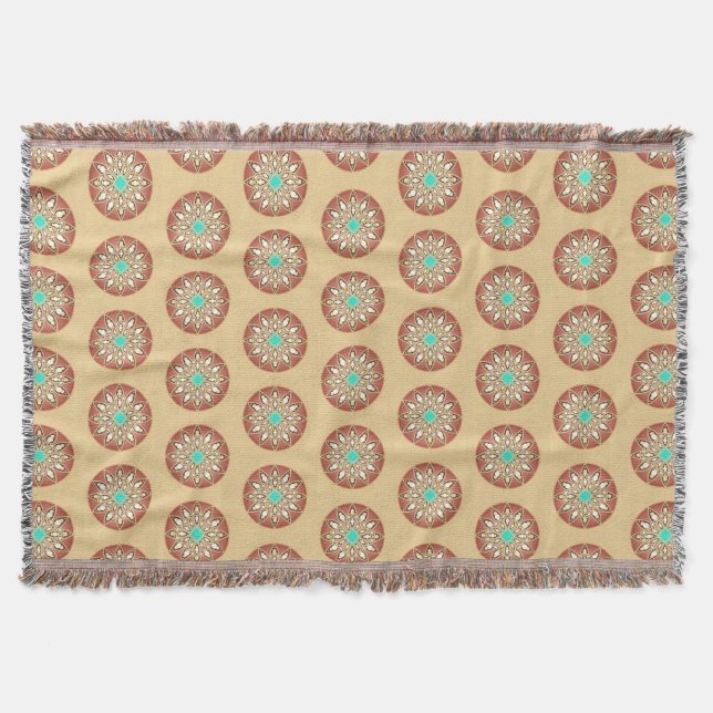 Mandala pattern in caramel and chocolate throw blanket (Front)