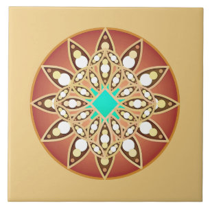 Mandala pattern in caramel and chocolate tile