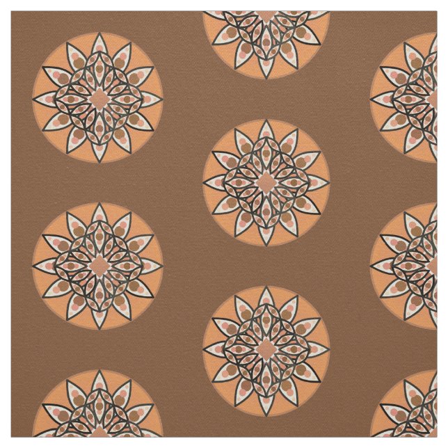 Mandala pattern in chocolate, terracotta and rust fabric (Swatch)
