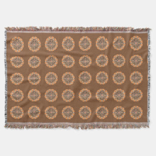 Mandala pattern in chocolate, terracotta and rust throw blanket
