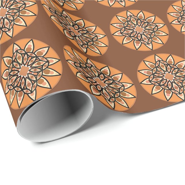 Mandala pattern in chocolate, terracotta and rust wrapping paper (Roll Corner)