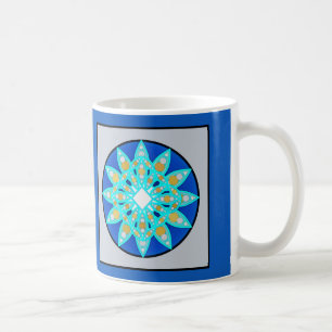 Mandala Pattern in Cobalt Blue and Grey / Grey Coffee Mug