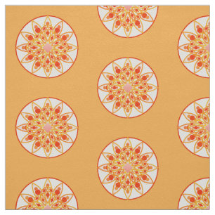 Mandala pattern in coral, orange and gold fabric