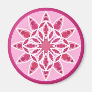 Mandala pattern in pink,  fuchsia and white magnet