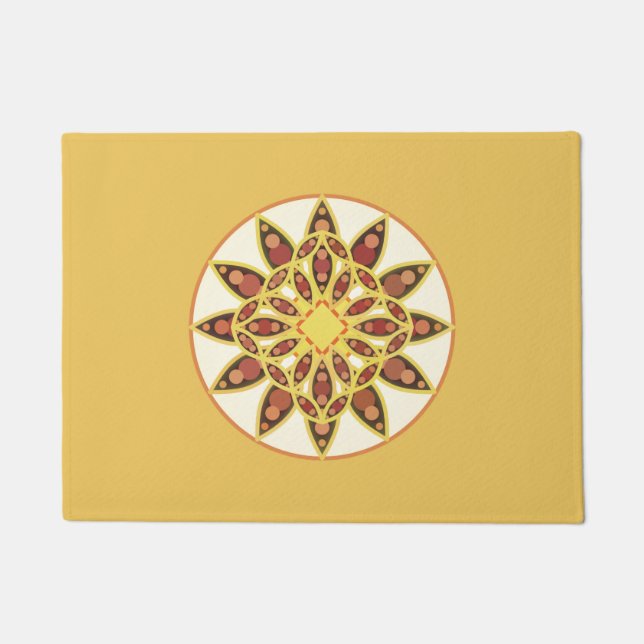 Mandala pattern in shades of chocolate and gold doormat (Front)