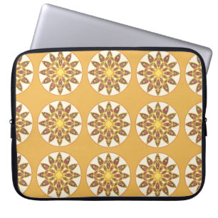 Mandala pattern in shades of chocolate and gold laptop sleeve
