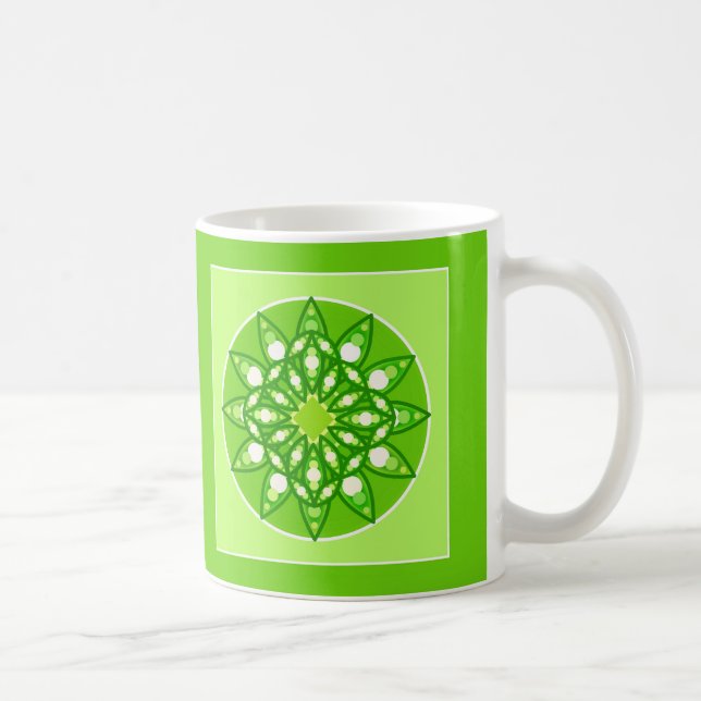 Mandala Pattern in  Shades of Lime Green Coffee Mug (Right)