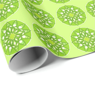 Mandala pattern in shades of lime green wrapping paper
