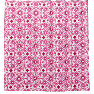 Mandala pattern in shades of pink, maroon shower curtain