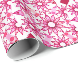 Mandala pattern in shades of pink, maroon wrapping paper