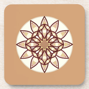 Mandala Pattern in Tan and Chocolate Brown Coaster
