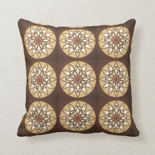 Mandala pattern in tan and chocolate brown cushion