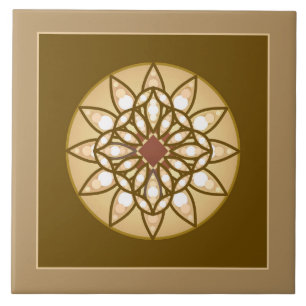 Mandala pattern in Tan, Cream and Chocolate Brown Tile