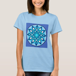 Mandala pattern in turquoise, cobalt & white T-Shirt