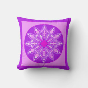 Mandala pattern in violet, orchid and pink cushion