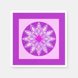 Mandala pattern in violet, orchid and pink napkin