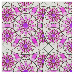 Mandala pattern, lavender, pink, hot pink, white fabric