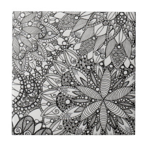 Mandala Pattern Lineart Ceramic Tile