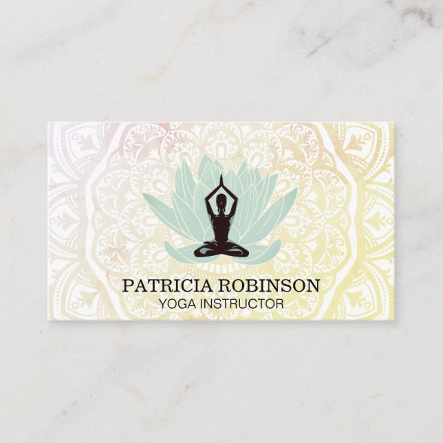 Mandala Pattern | Lotus Flower Business Card (Front)