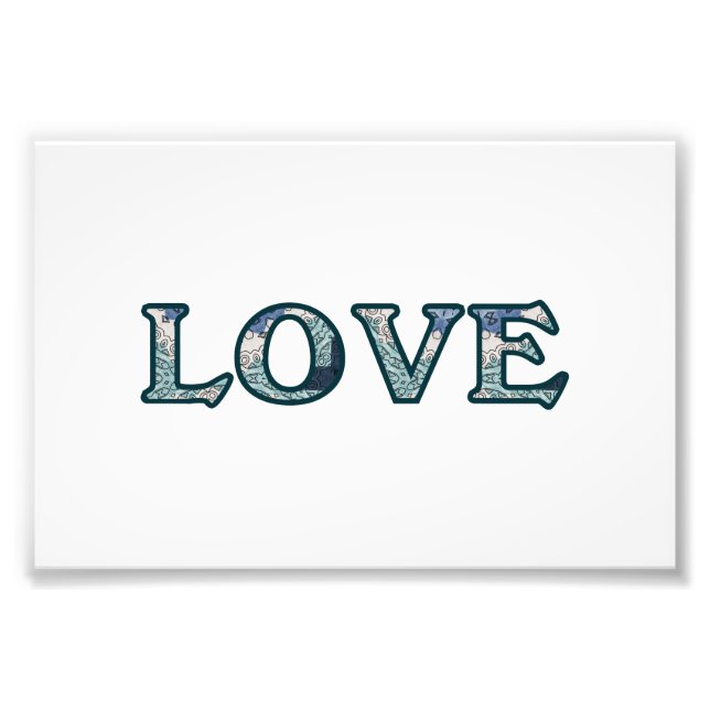 Mandala Pattern LOVE Typography Photo Print (Front)