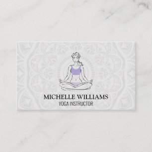 Mandala Pattern Meditation Woman in Yoga Pose Business Card