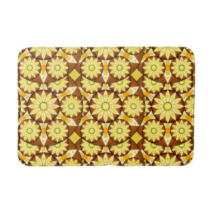 Mandala pattern, shades of brown and gold bath mat