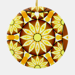 Mandala pattern, shades of brown and gold ceramic tree decoration