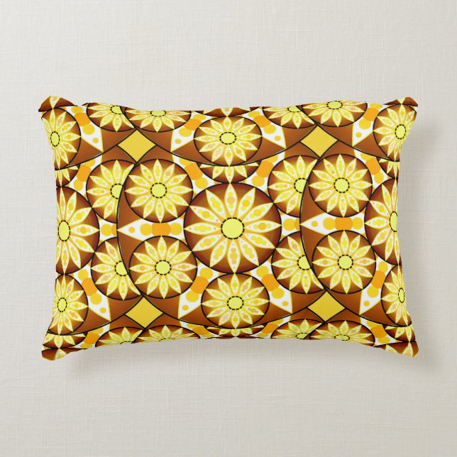 Mandala pattern, shades of brown and gold decorative cushion (Front)