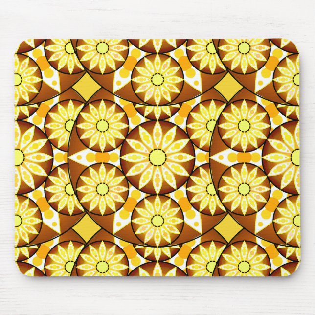 Mandala pattern, shades of brown and gold mouse mat (Front)