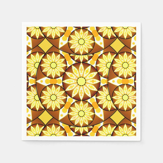 Mandala pattern, shades of brown and gold napkin (Front)