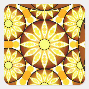 Mandala pattern, shades of brown and gold square sticker