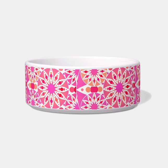 Mandala pattern, shades of pink and coral bowl (Left)