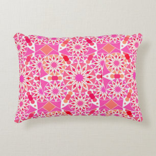 Mandala pattern, shades of pink and coral decorative cushion