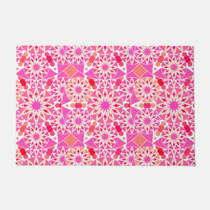 Mandala pattern, shades of pink and coral doormat