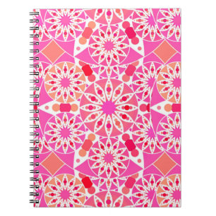 Mandala pattern, shades of pink and coral notebook