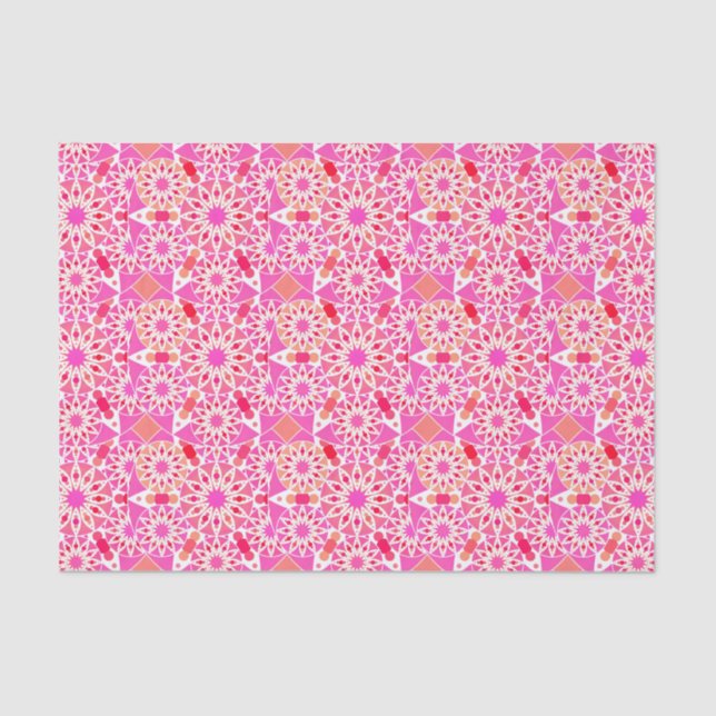Mandala pattern, shades of pink and coral tissue paper (Front)
