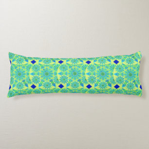 Mandala pattern, turquoise, blue, lime green body cushion