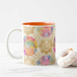 Mandala Pattern Two-Tone Coffee Mug