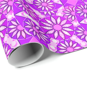 Mandala pattern, violet, orchid and pink wrapping paper